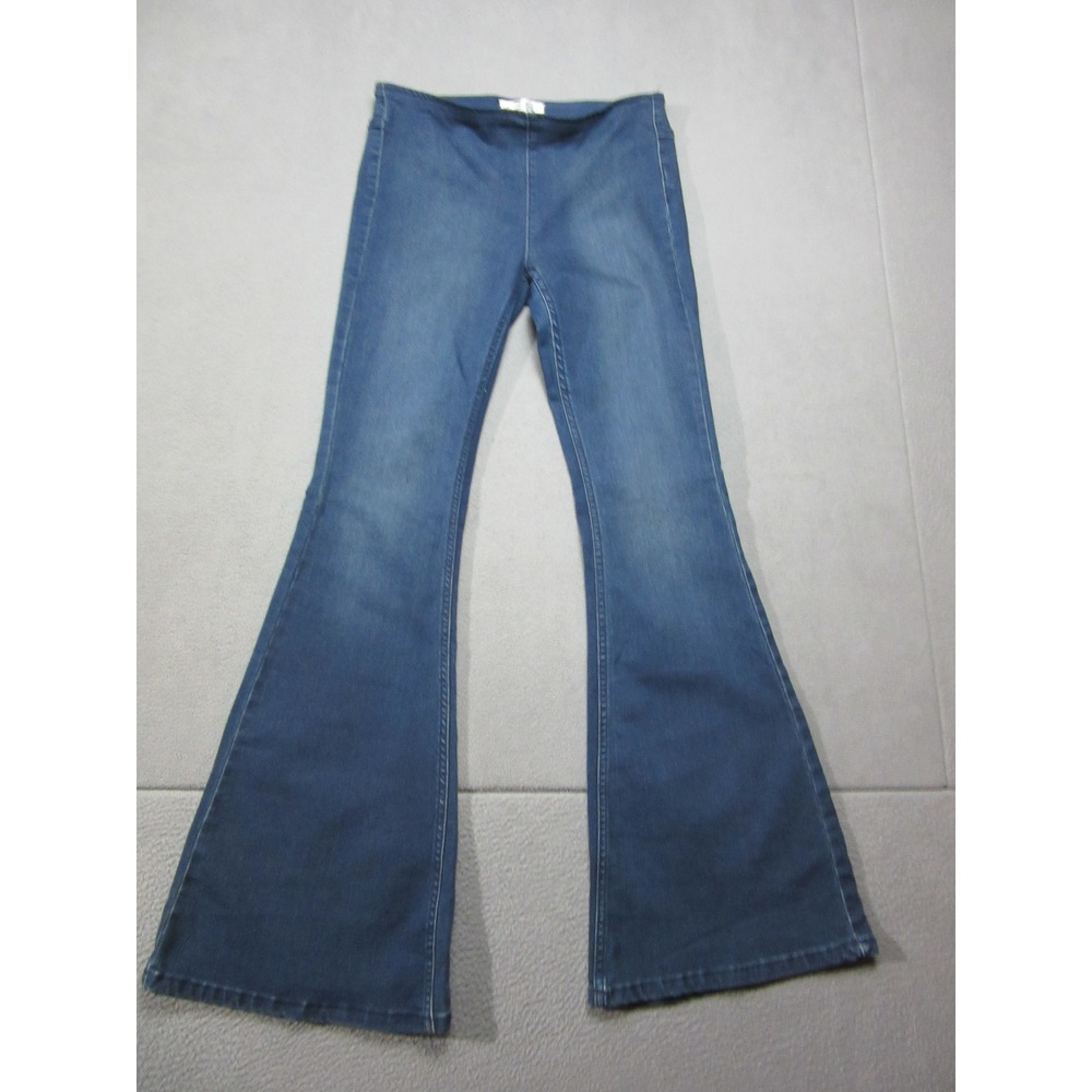 We The Free Jeans Womens 28 Blue Bell Bottom Flare Pull On High Rise Stretch